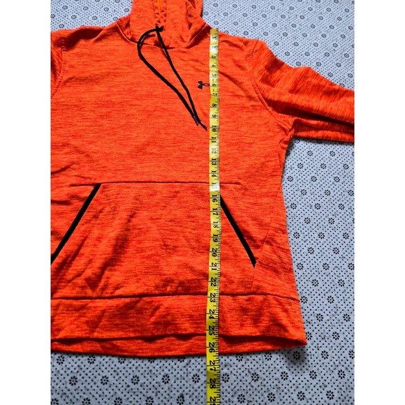 Under Armour Orange Heathered Fleece Hoodie‎ ColdGear Pullover Size MD - Picture 4 of 7
